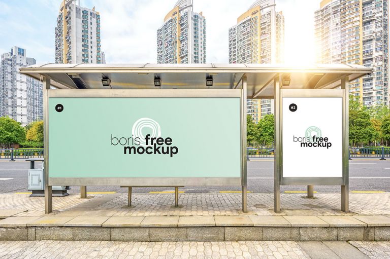 Mockup biển quảng cáo bến xe buýt