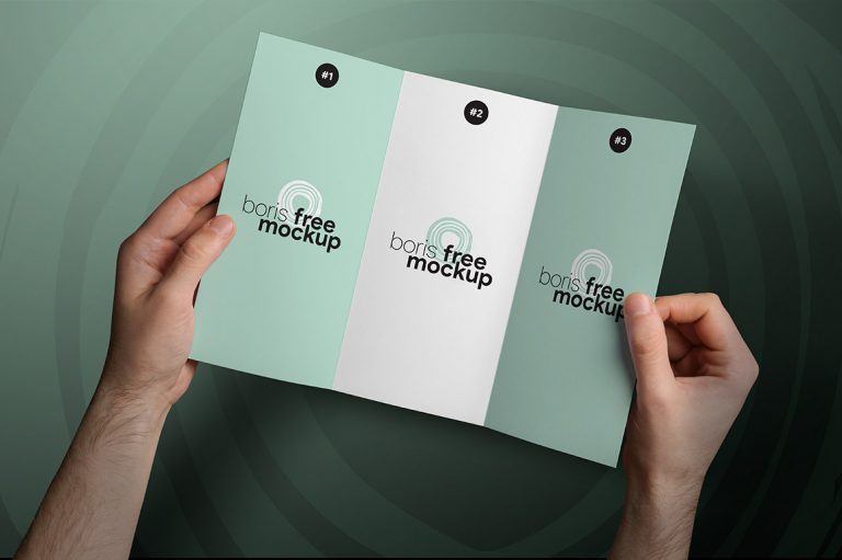 Mockup tờ rơi gập 3