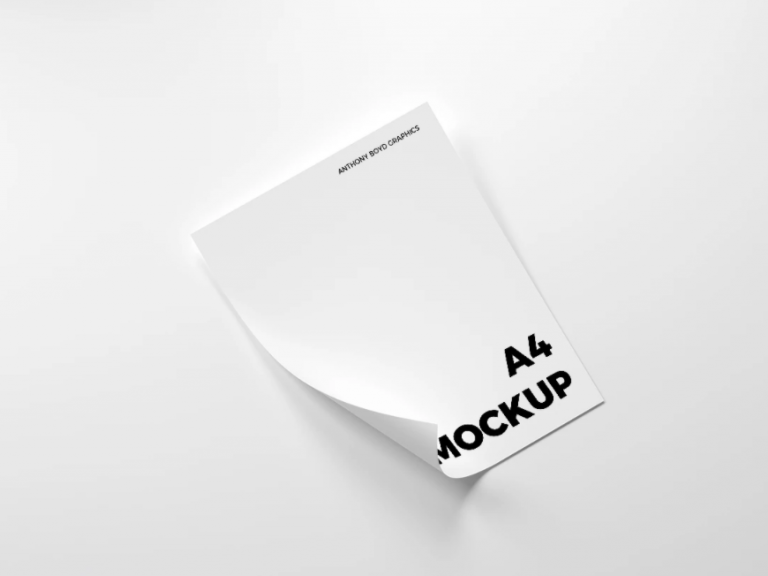 Mockup tờ A4 cuộn