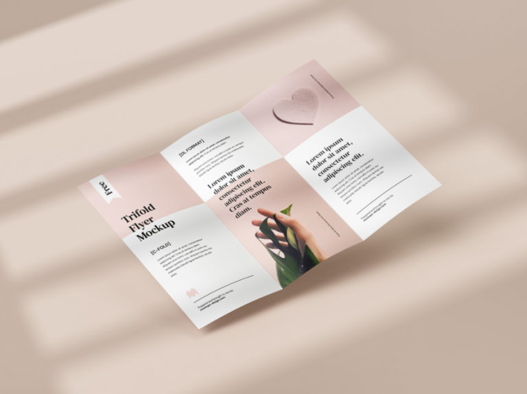 Mockup tờ rơi A4 gập 3