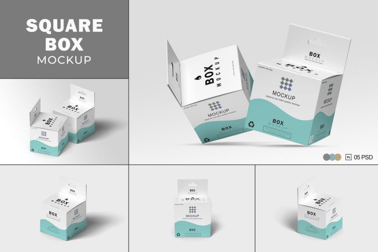 Mockup hộp giấy hình vuông