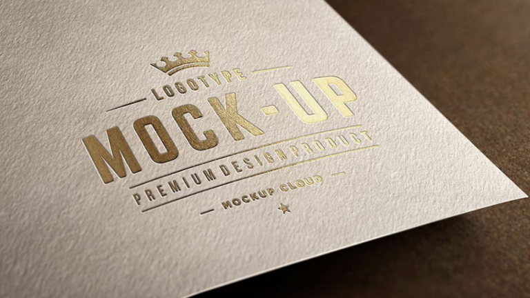 Mockup logo gold trên giấy