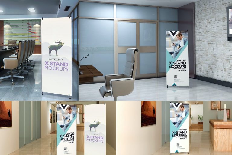 Mockup standee chân chữ X