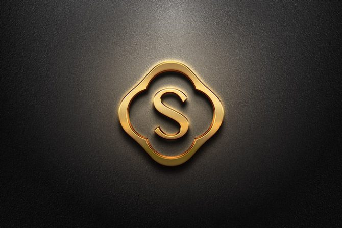 gold 3d logo mockup