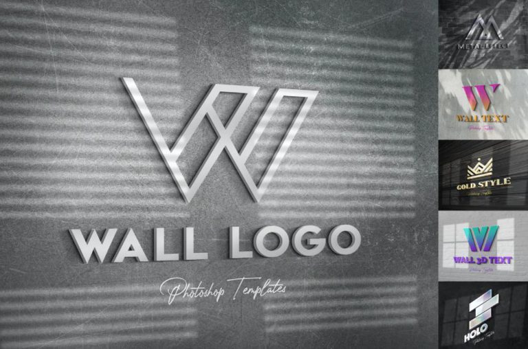 Mockup logo 3D trên tường