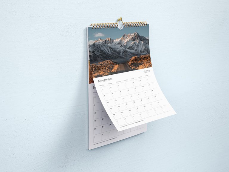 Mockup lịch treo tường
