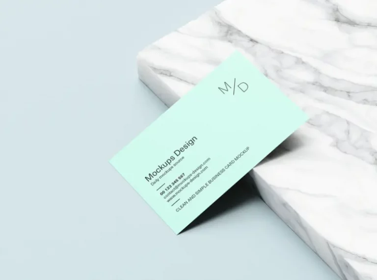 Mockup danh thiếp trên đá cẩm thạch