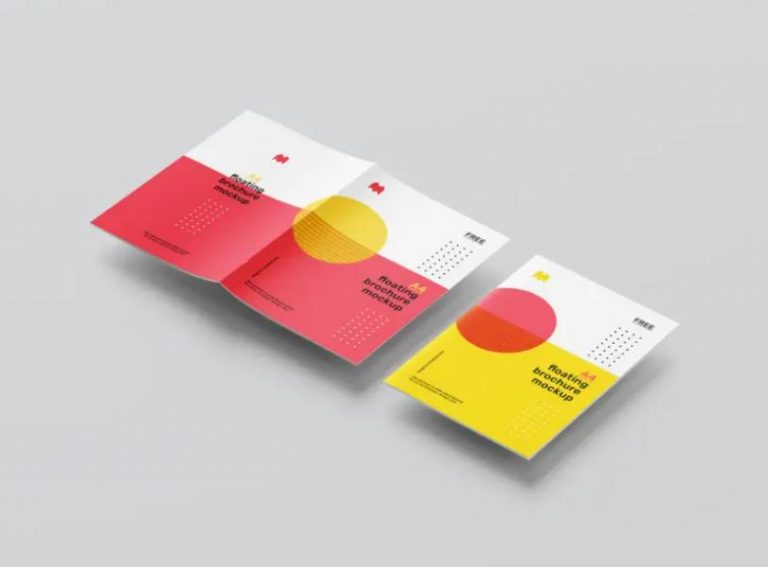 Mẫu brochure mockup A4 nổi