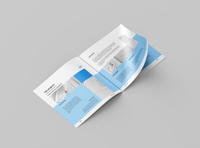 Mẫu brochure mockup hình vuông mỏng