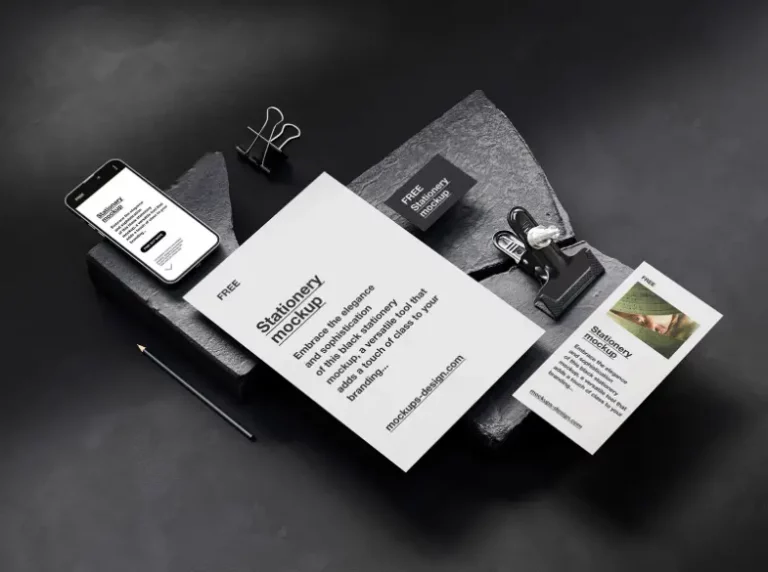 Mockup văn phòng phẩm trên đá