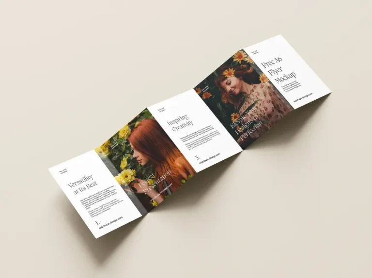 Mockup tờ rơi khổ A6 gập 5