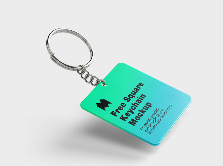 Mockup móc chìa khóa hình vuông