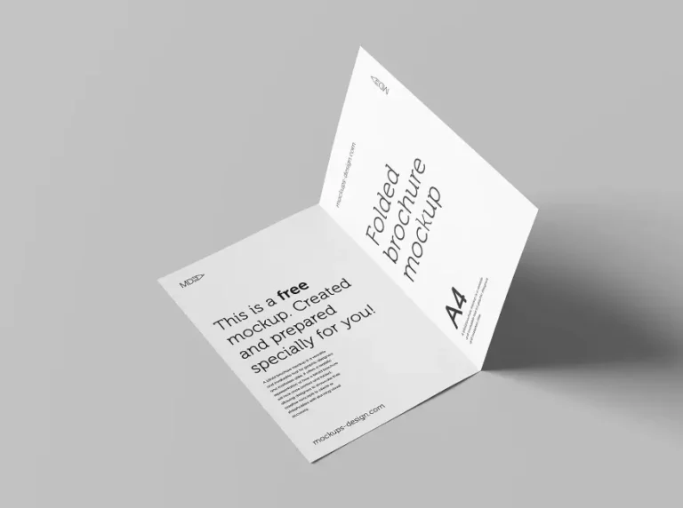 Mockup tờ rơi khổ A4 gập đôi