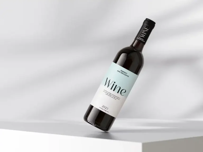 Mockup chai rượu với hình nền nhẹ nhàng