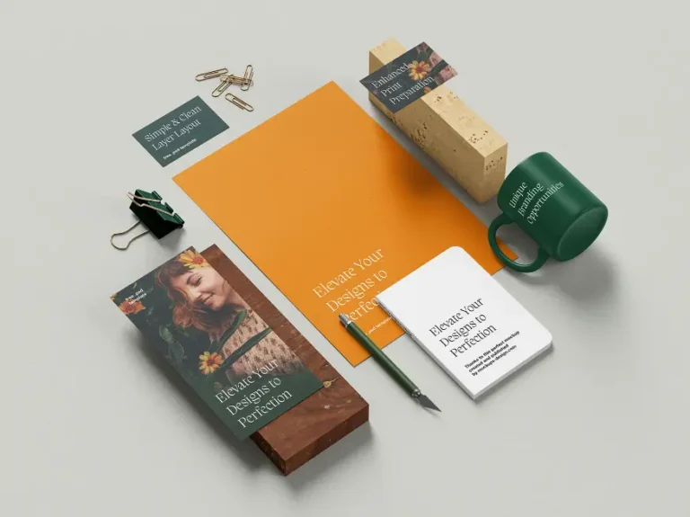 Mockup bộ nhận diện thương hiệu văn phòng