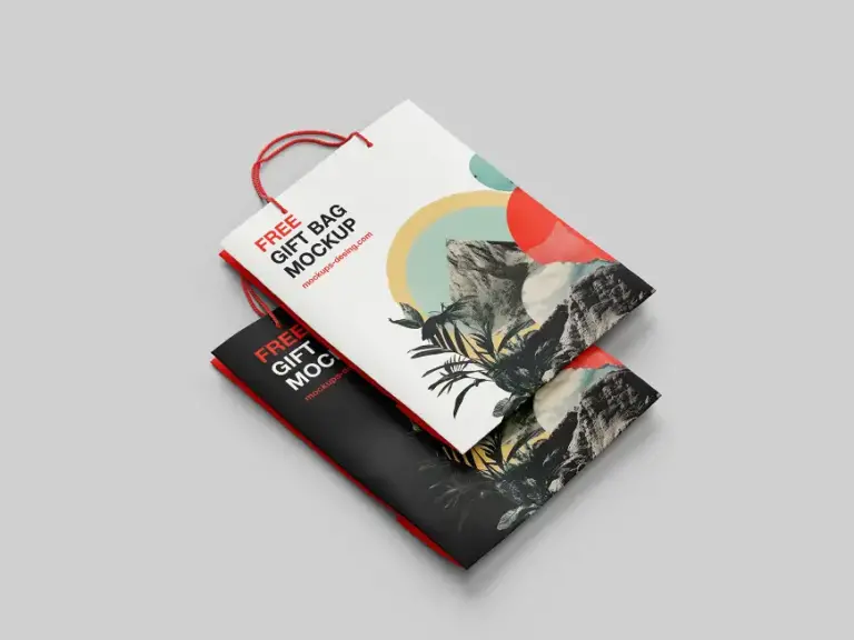 Mockup túi giấy gập phẳng