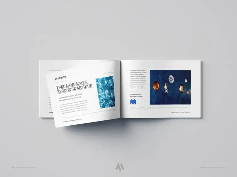 Mockup quyển brochure ngang miễn phí