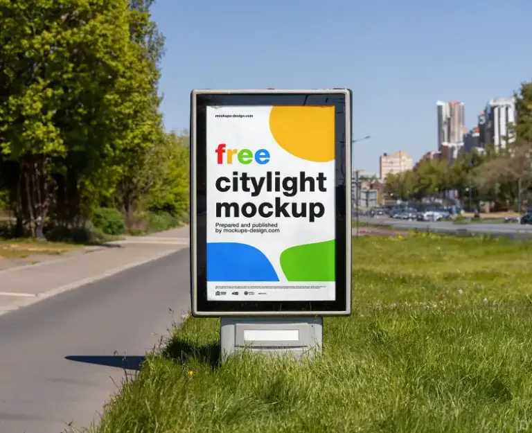 Mockup poster quảng cáo bên đường
