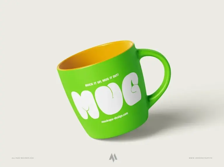 Mockup cốc sứ có quai cầm