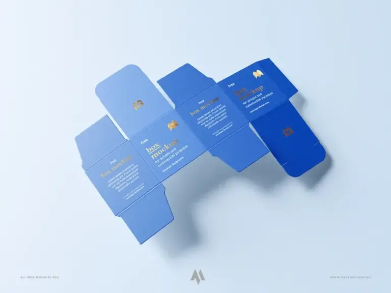 Mockup hộp giấy hình vuông mở ra