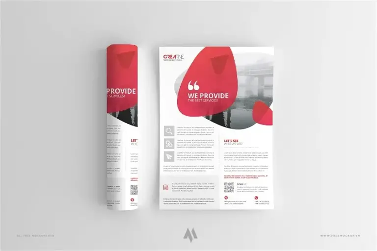 Mockup tờ rơi A4 gập đôi khổ dọc