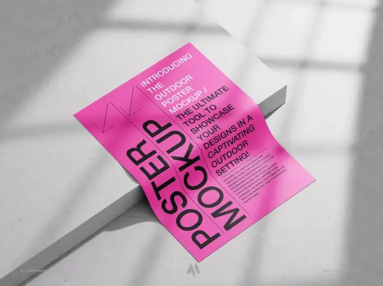 Mockup poster đặt trên sàn bê tông