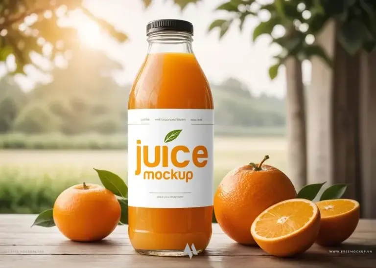 Mockup chai nước cam ép