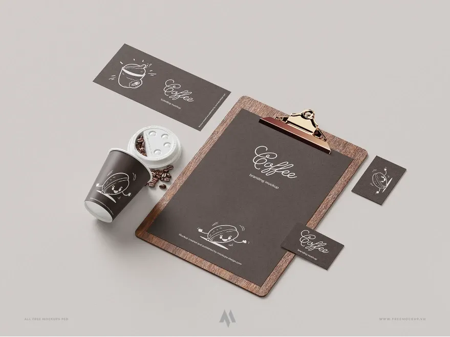 Mockup bộ nhận diện thương hiệu Coffee