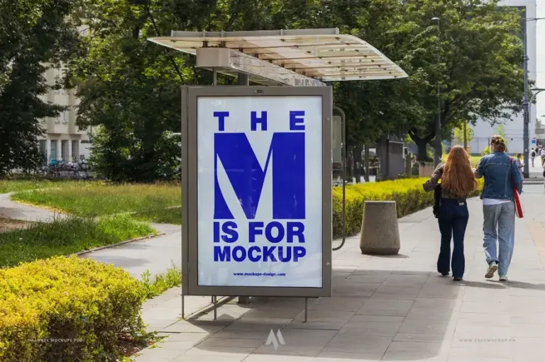 Mockup poster quảng cáo trạm xe buýt