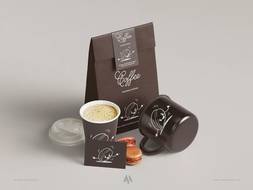 Mockup bộ nhận diện thương hiệu Coffee