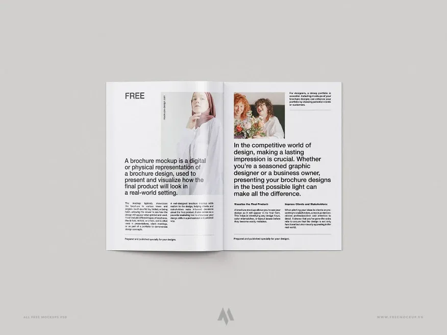 Mockup A4 brochure nền trơn