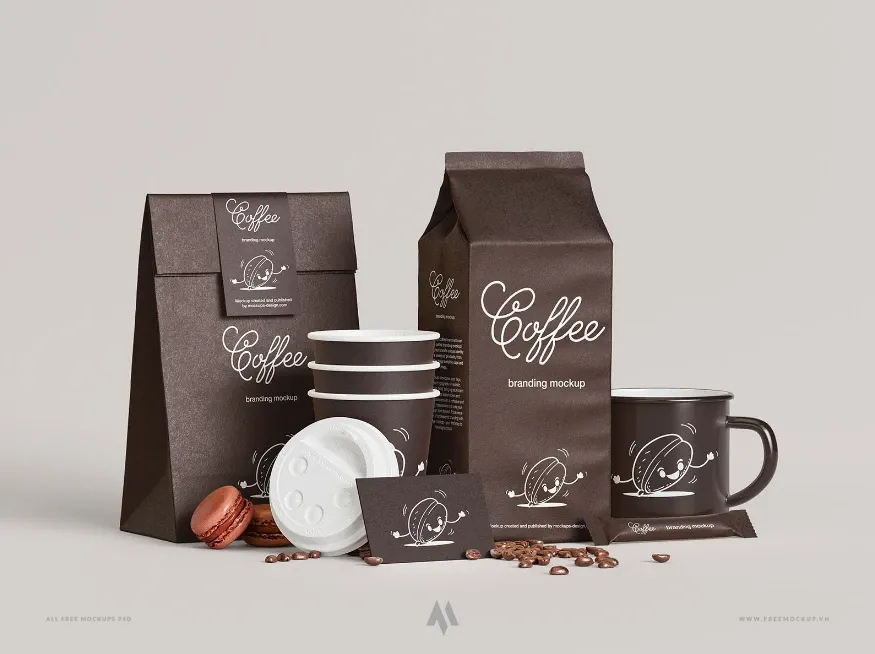 Mockup bộ nhận diện thương hiệu Coffee