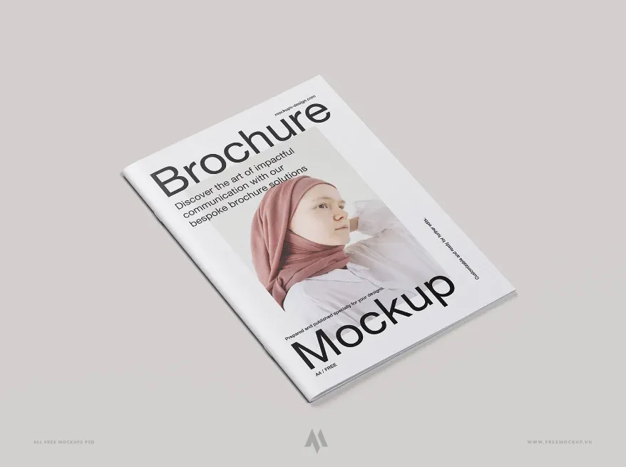 Mockup A4 brochure nền trơn