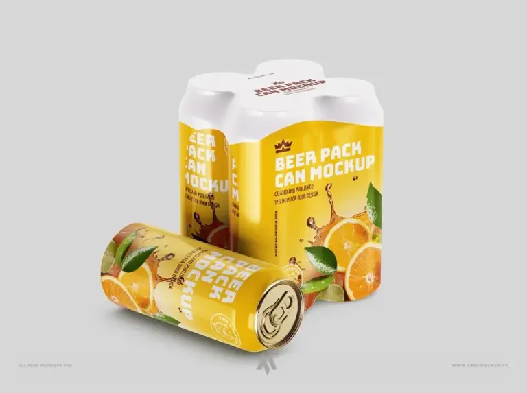Mockup màng co bọc lon nước