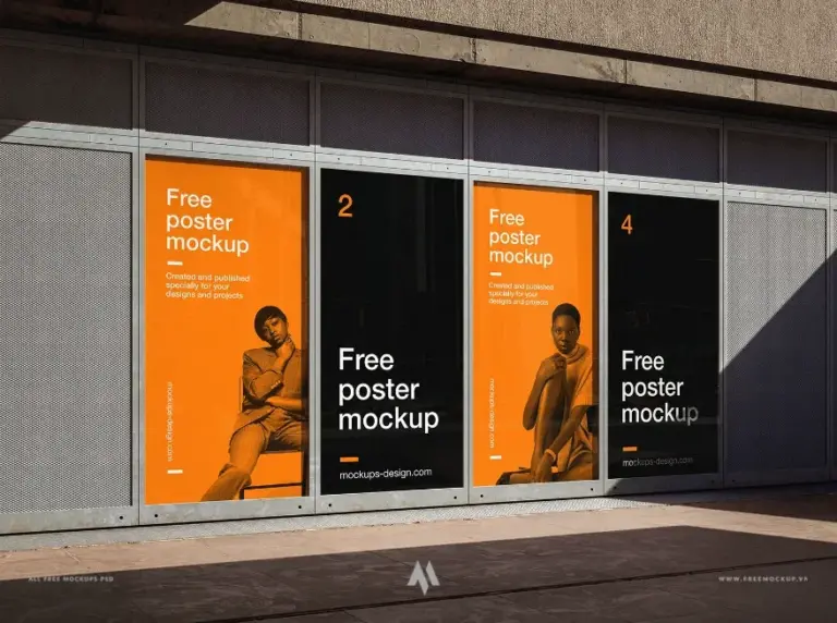Mockup poster quảng cáo trên tường
