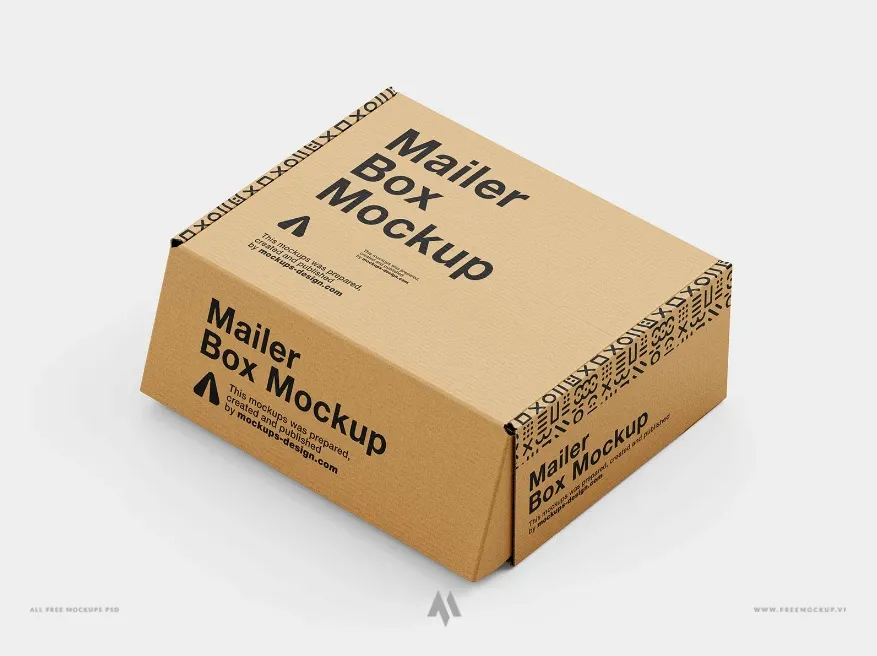 Mockup hộp giấy bìa carton sóng