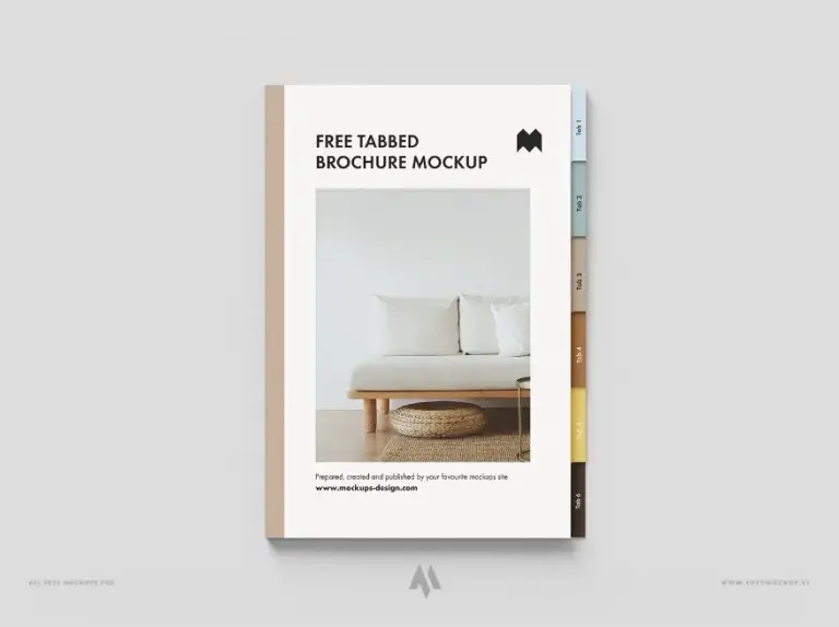 Mockup brochure có tab tên