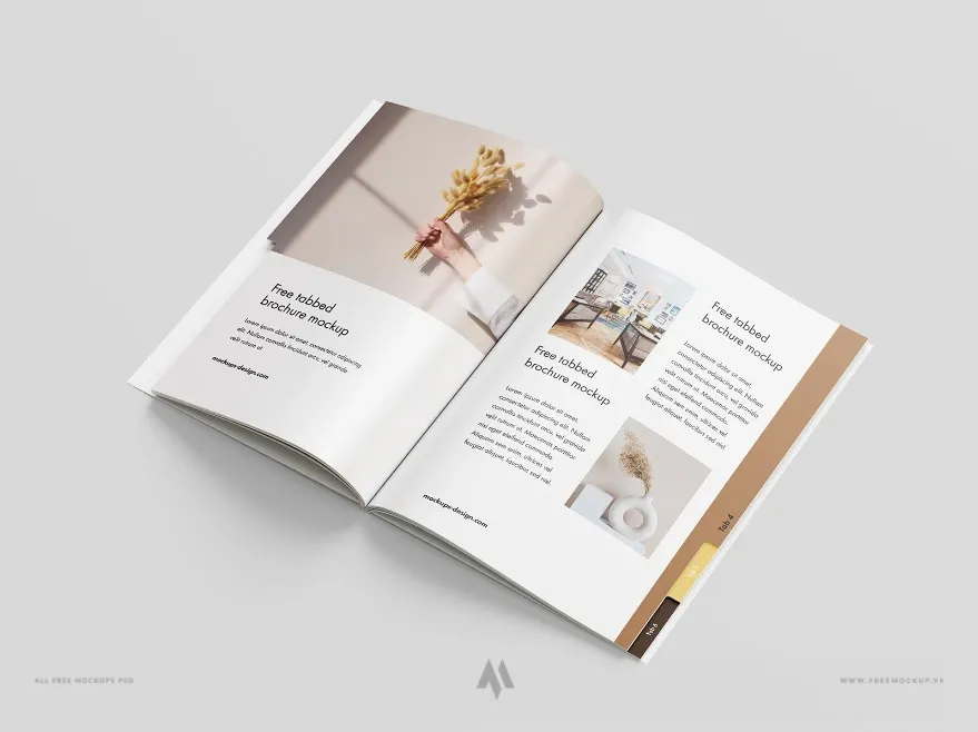 Mockup brochure có tab tên