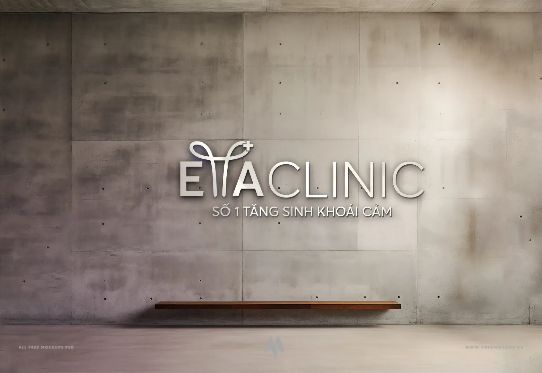 Mockup logo kim loại trên tường