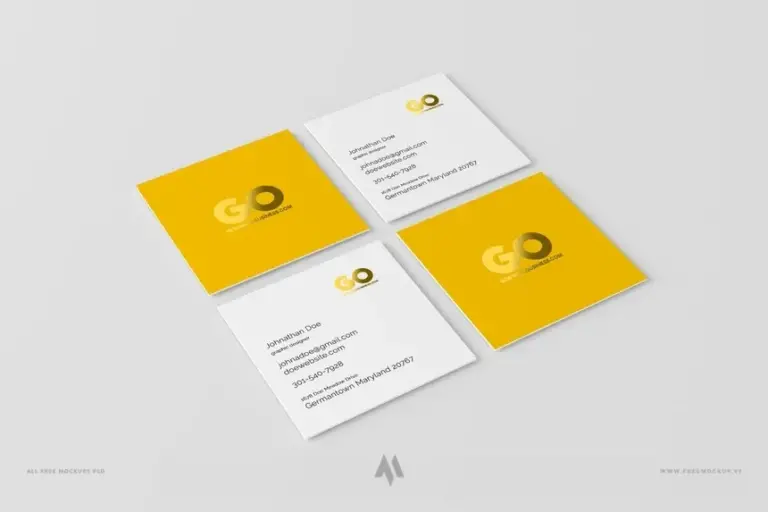 Mockup PSD danh thiếp vuông miễn phí