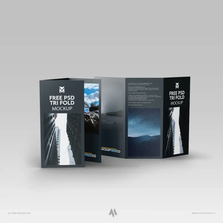 Mockup tờ rơi gập ba