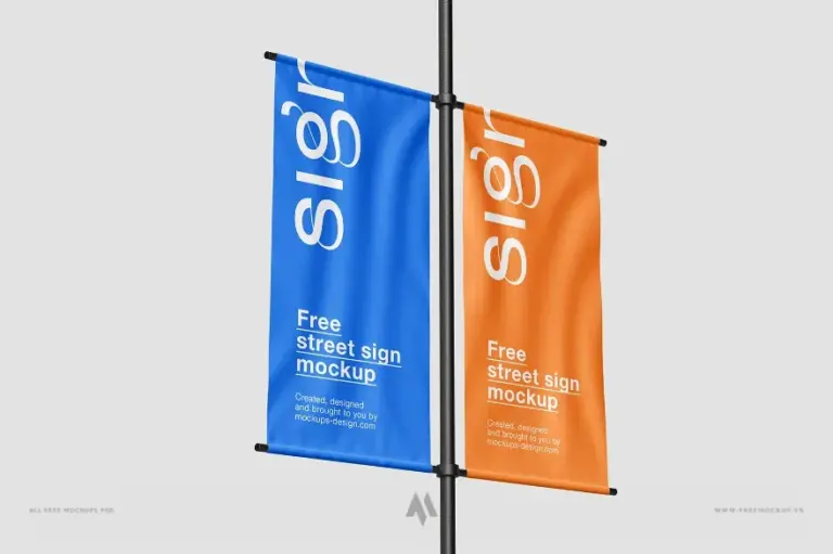 Mockup bandroll dọc đường phố