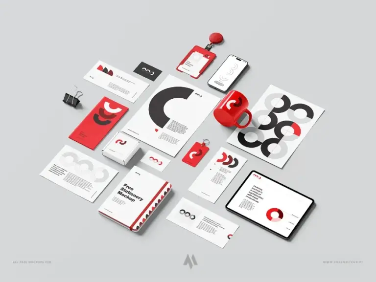 Mockup bộ nhận diện thương hiệu đầy đủ
