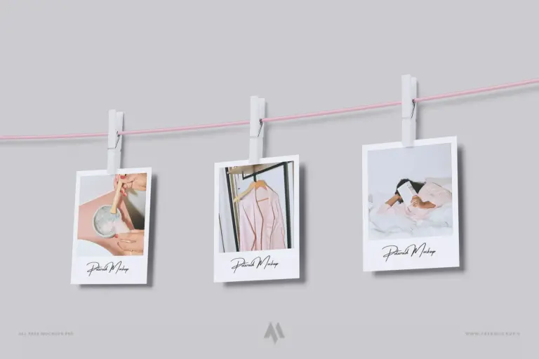 Mockup ảnh kẹp trên dây