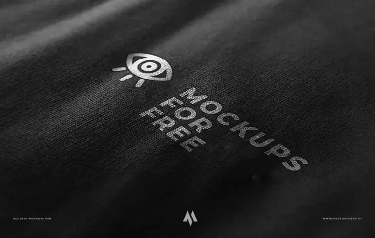 Mockup logo in trên vải đen