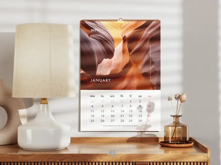Mockup lịch treo tường miễn phí