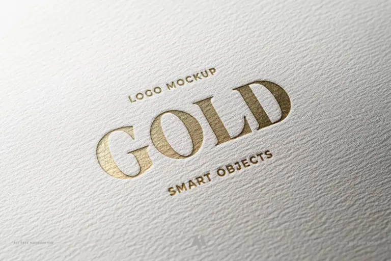 Mockup logo vàng trên giấy mỹ thuật