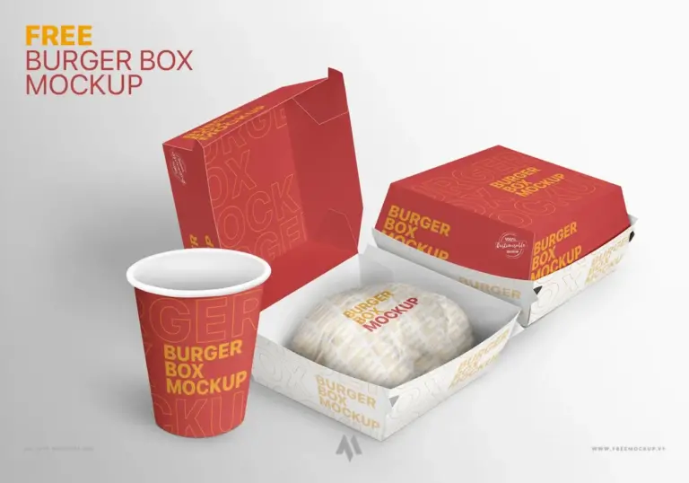 Mockup hộp Burger miễn phí