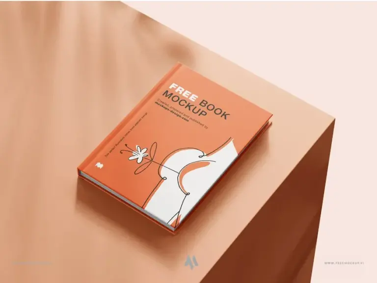 Mockup sách khổ A5 đặt trên bàn
