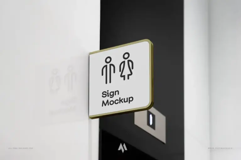 Mockup biển phòng inox